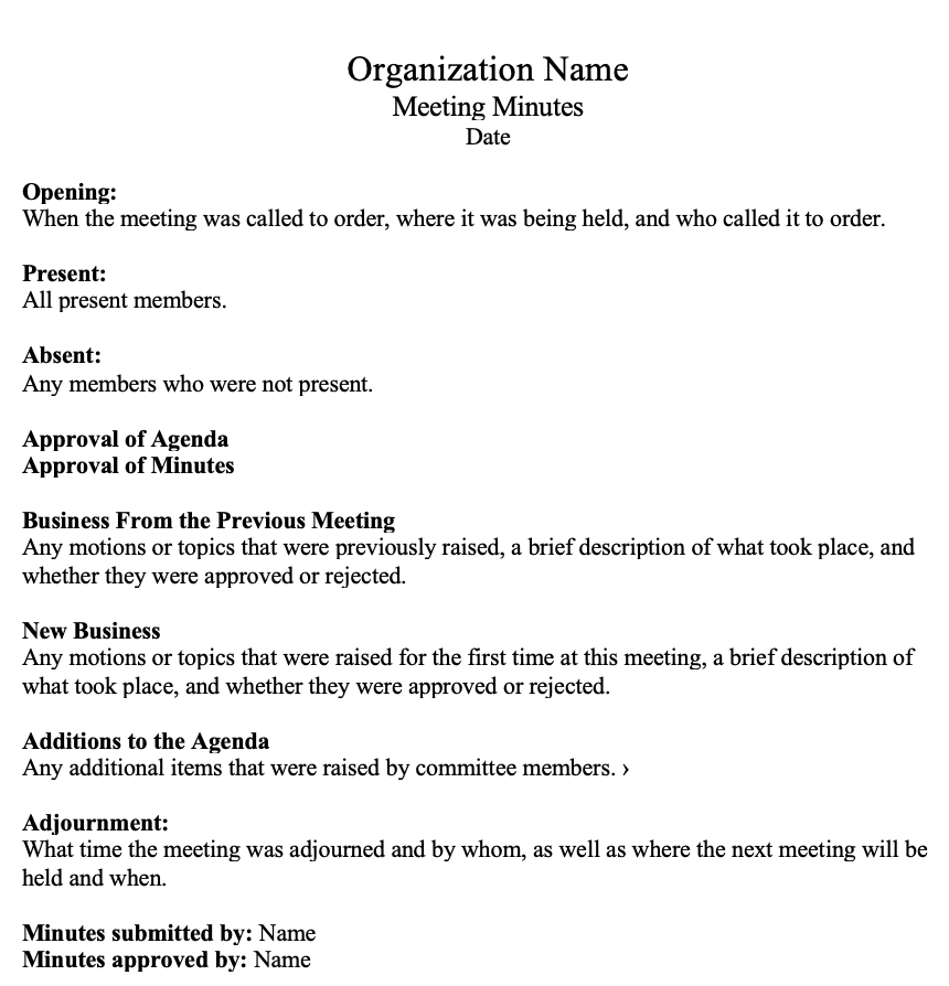 Detail Sample Meeting Minutes Template Nomer 21