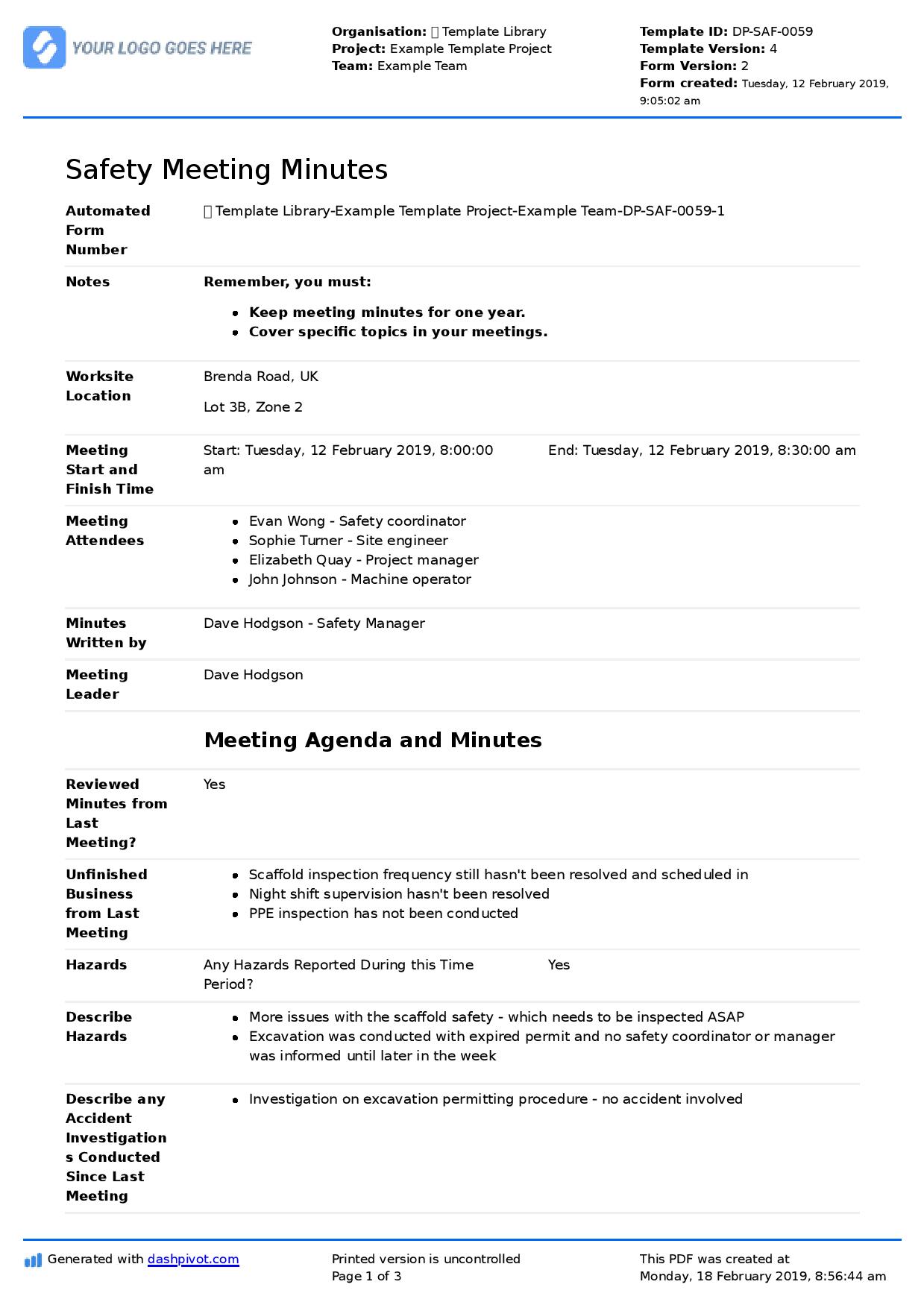 Detail Sample Meeting Minutes Template Nomer 23