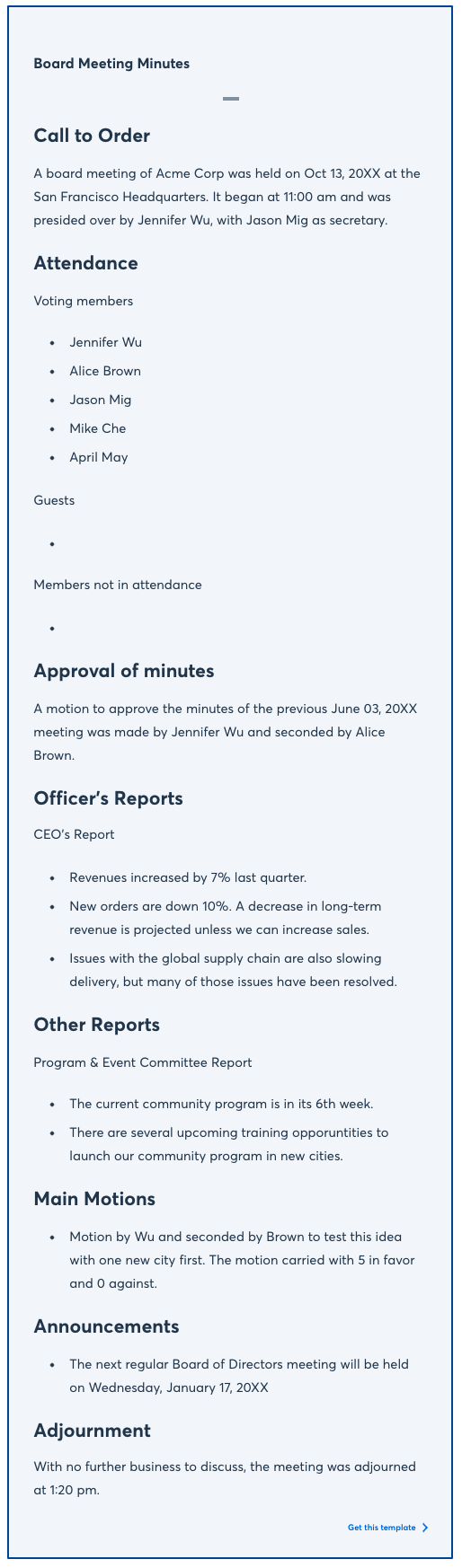Detail Sample Meeting Minutes Template Nomer 26