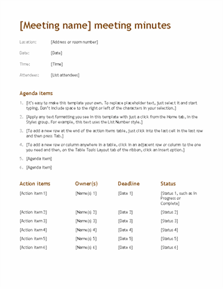 Detail Sample Meeting Minutes Template Nomer 30