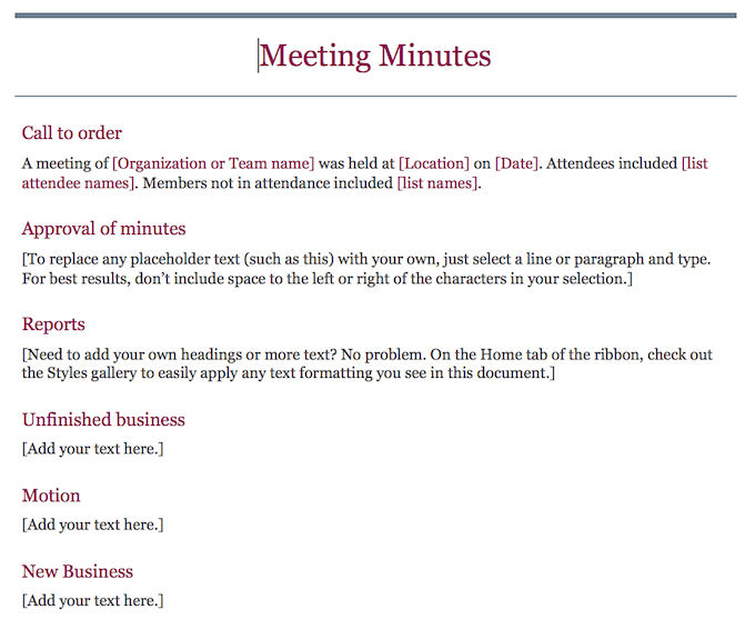 Detail Sample Meeting Minutes Template Nomer 48