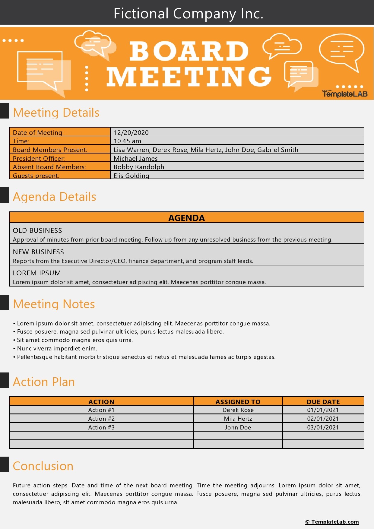 Detail Sample Meeting Minutes Template Nomer 9