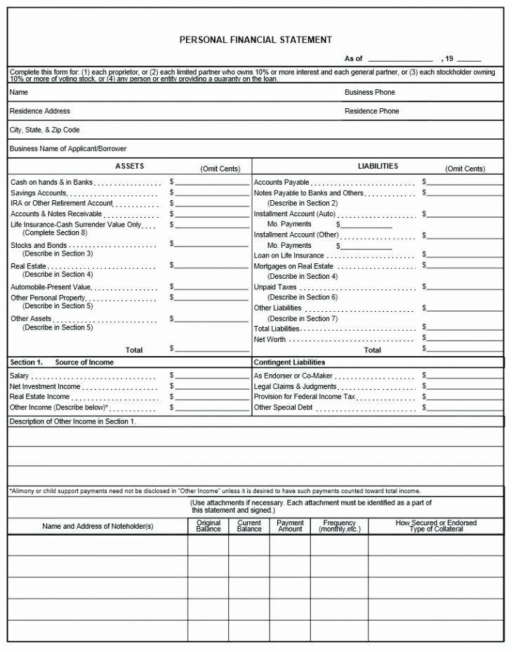 Detail Sample Personal Financial Statement Template Nomer 19