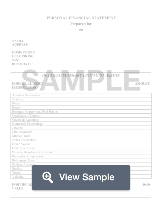 Detail Sample Personal Financial Statement Template Nomer 20