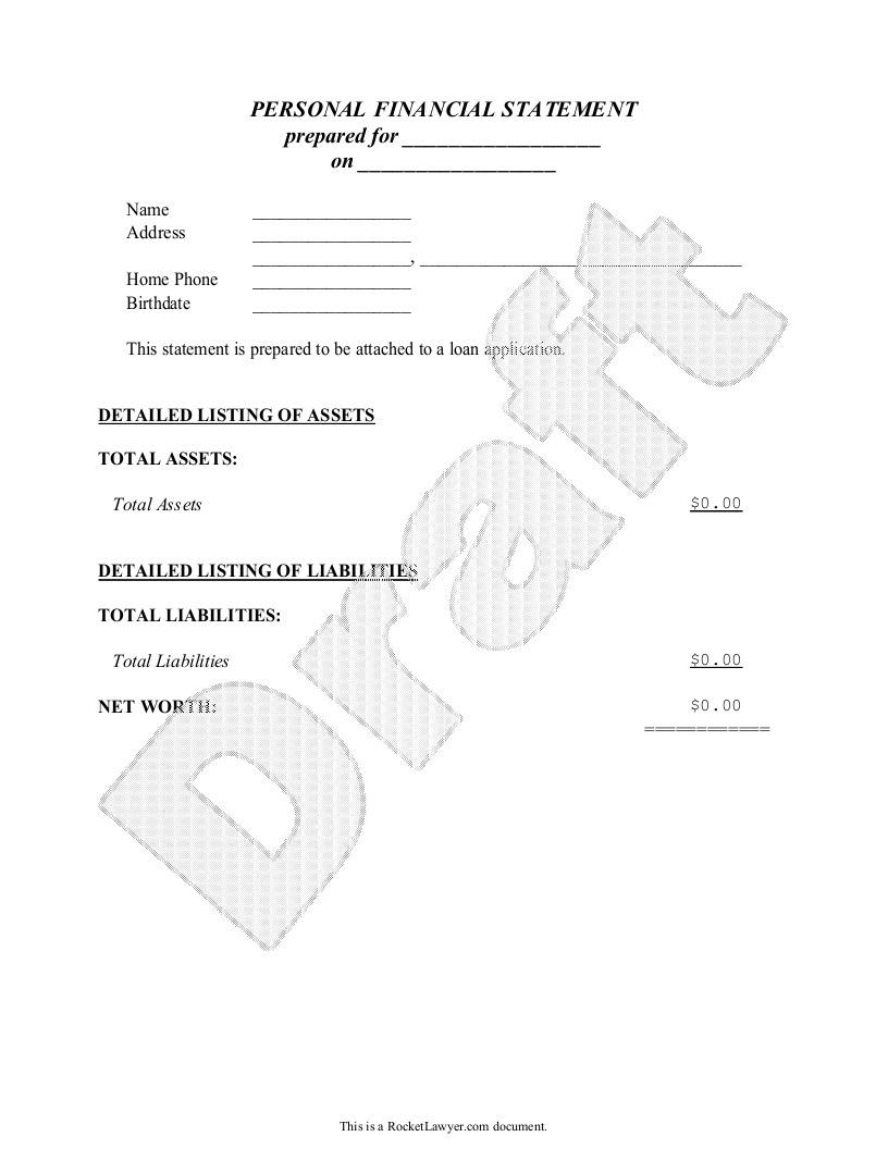 Detail Sample Personal Financial Statement Template Nomer 33