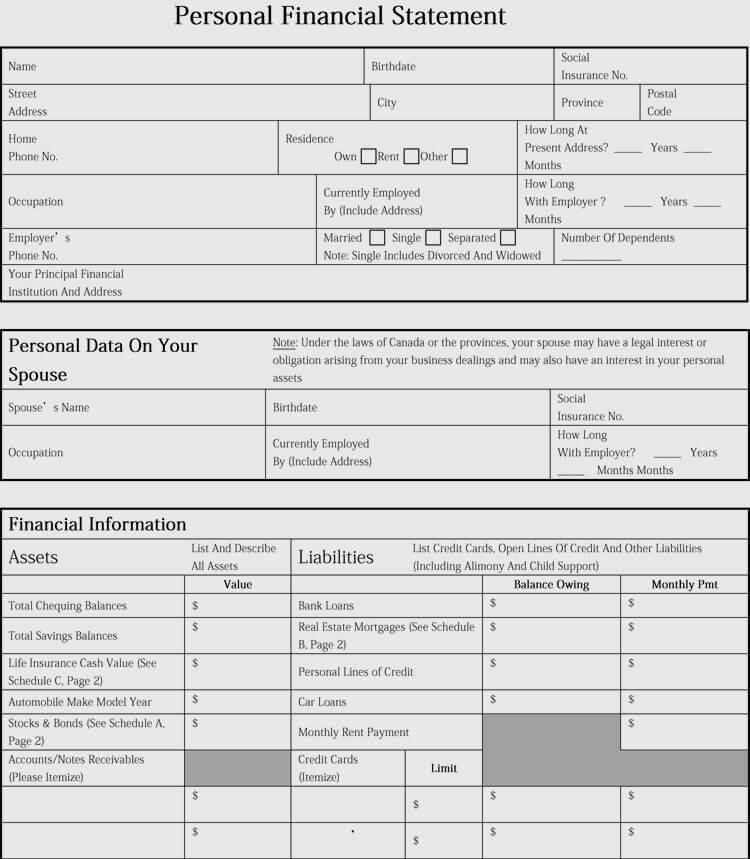 Detail Sample Personal Financial Statement Template Nomer 38