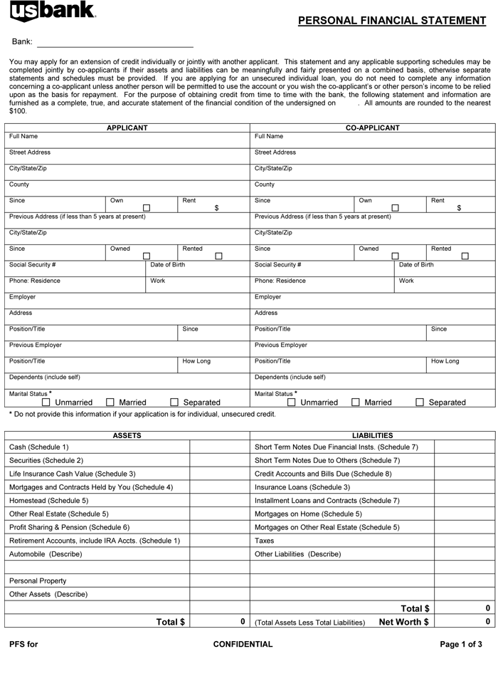 Detail Sample Personal Financial Statement Template Nomer 41