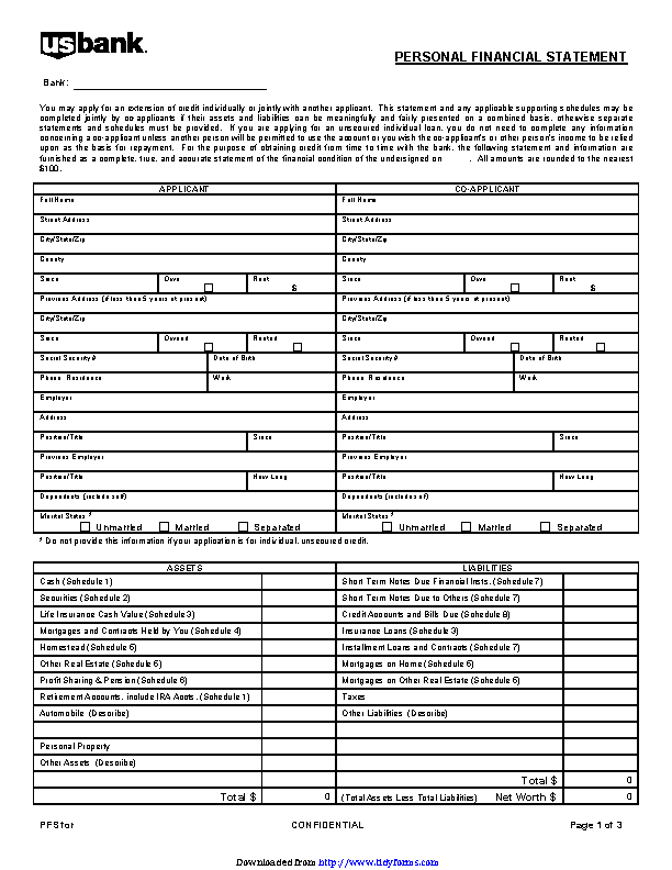 Detail Sample Personal Financial Statement Template Nomer 44