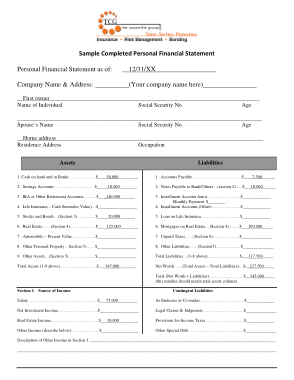 Detail Sample Personal Financial Statement Template Nomer 52