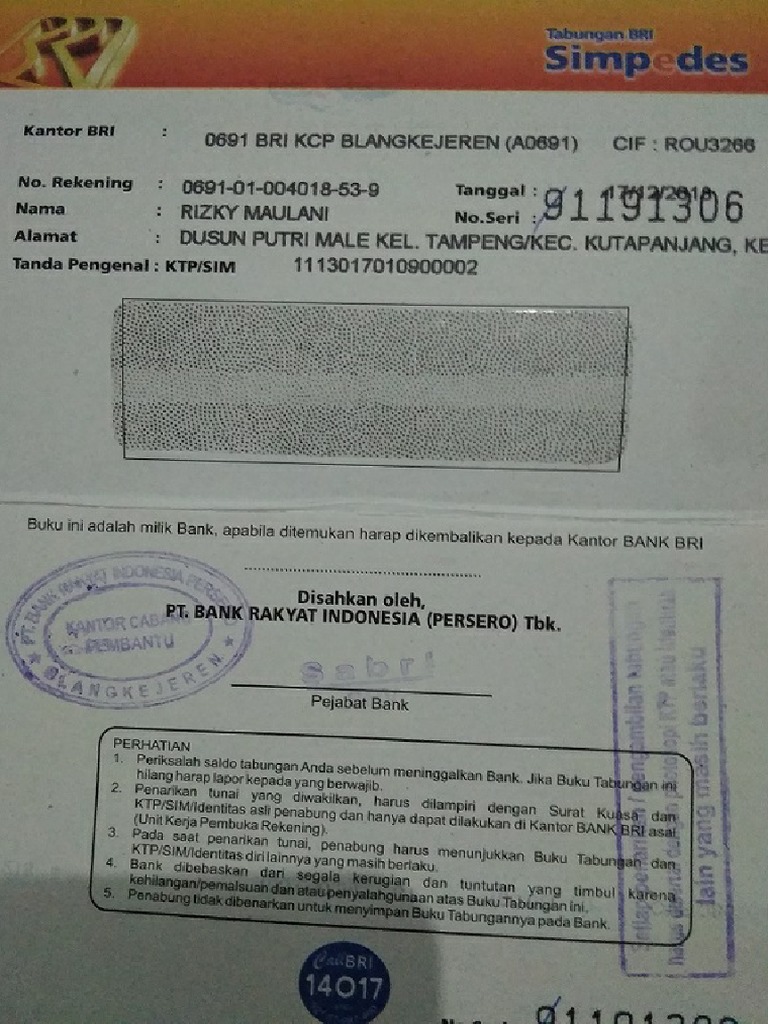 Detail Scan Buku Tabungan Nomer 3