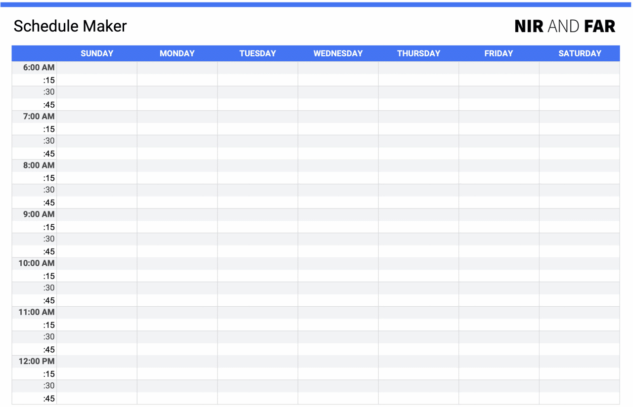 Detail Schedule Maker Template Nomer 3