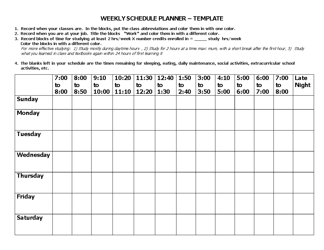 Detail Schedule Maker Template Nomer 22