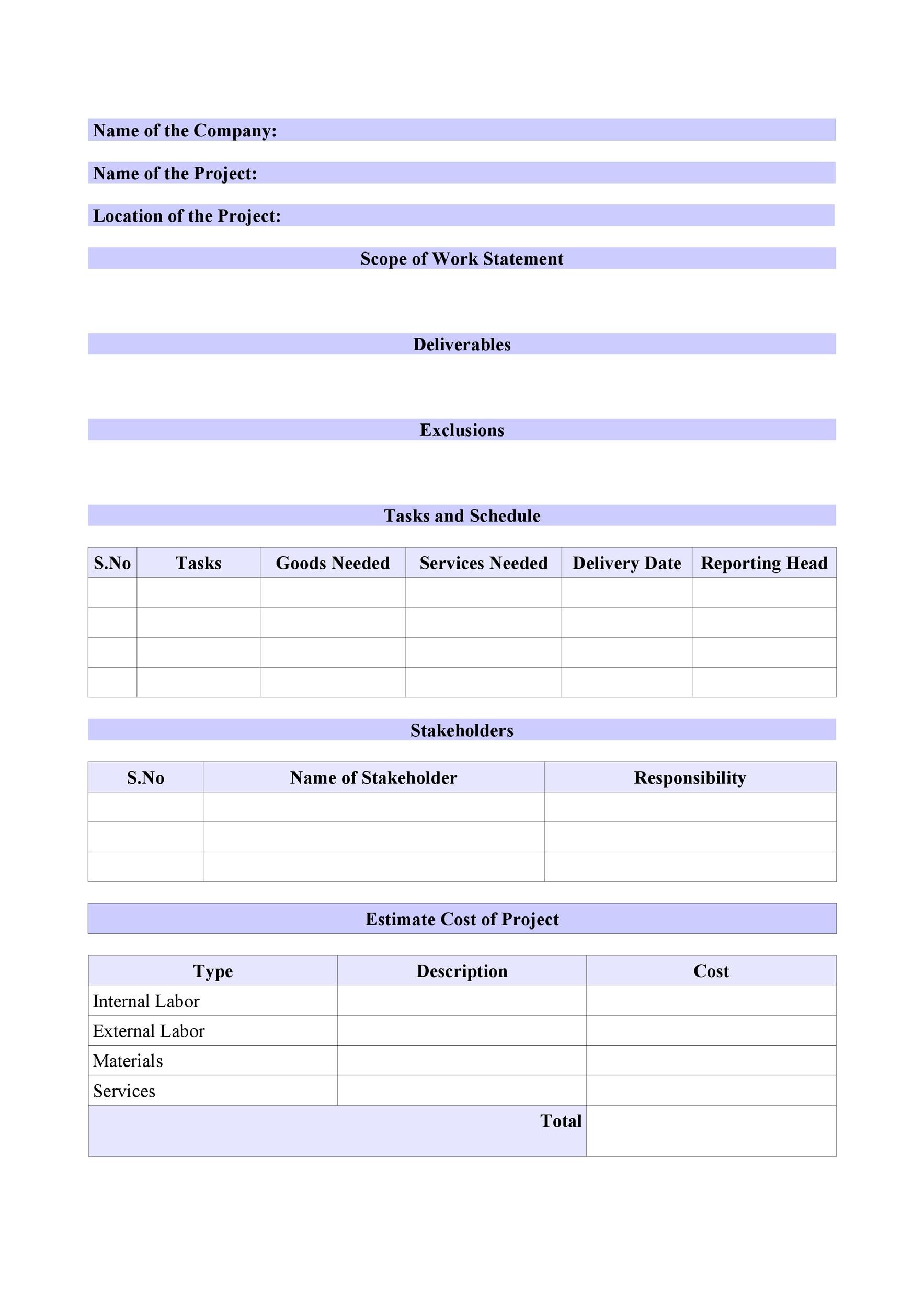 Detail Scope Of Work Template Nomer 2