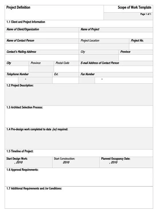 Detail Scope Of Work Template Nomer 17