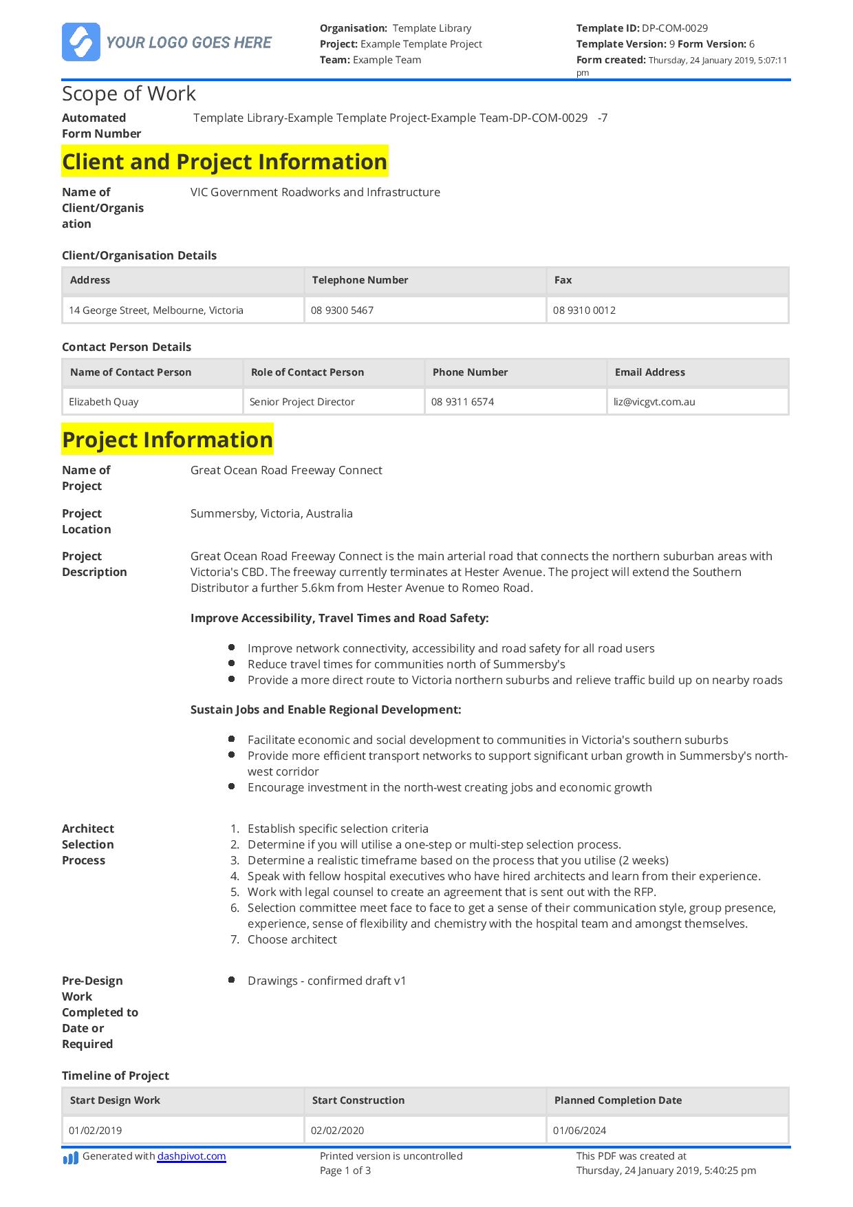 Detail Scope Of Work Template Nomer 20