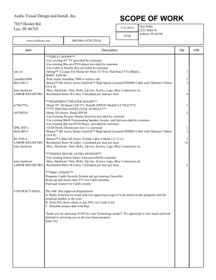 Detail Scope Of Work Template Nomer 39