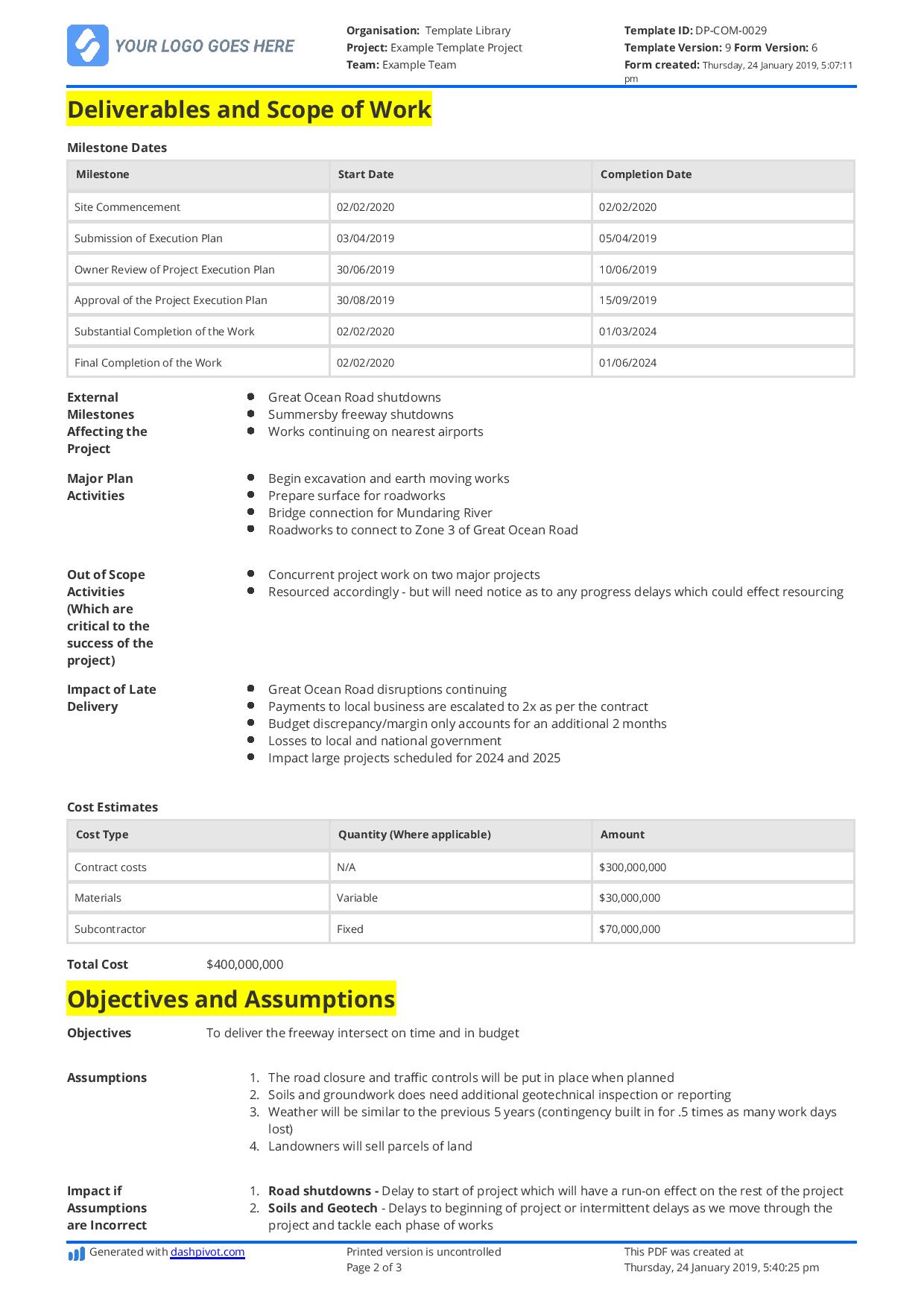 Detail Scope Of Work Template Nomer 47