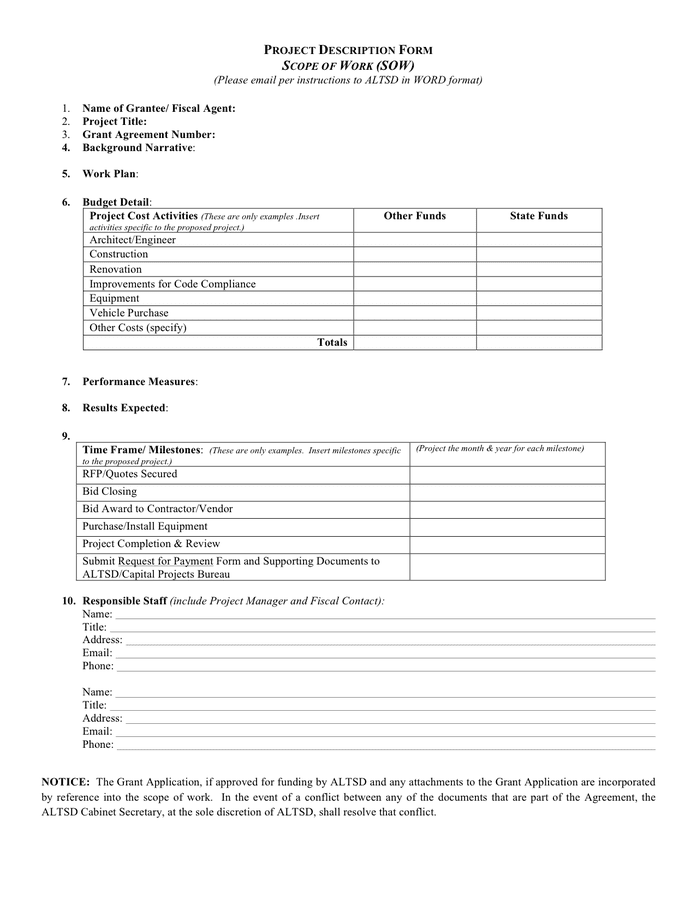 Detail Scope Of Work Template Word Nomer 23