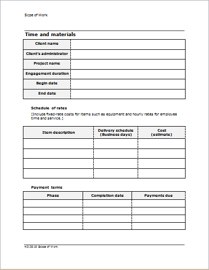 Detail Scope Of Work Template Word Nomer 24