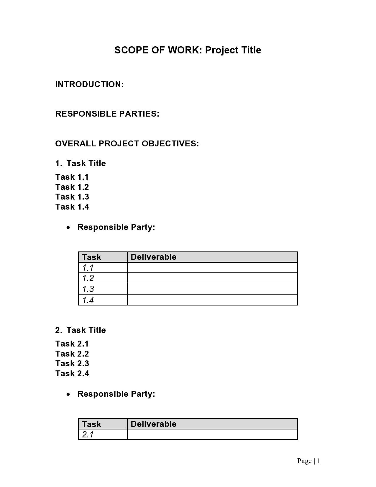 Detail Scope Of Work Template Word Nomer 32