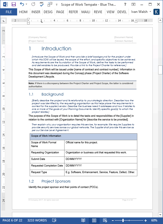 Detail Scope Of Work Template Word Nomer 33