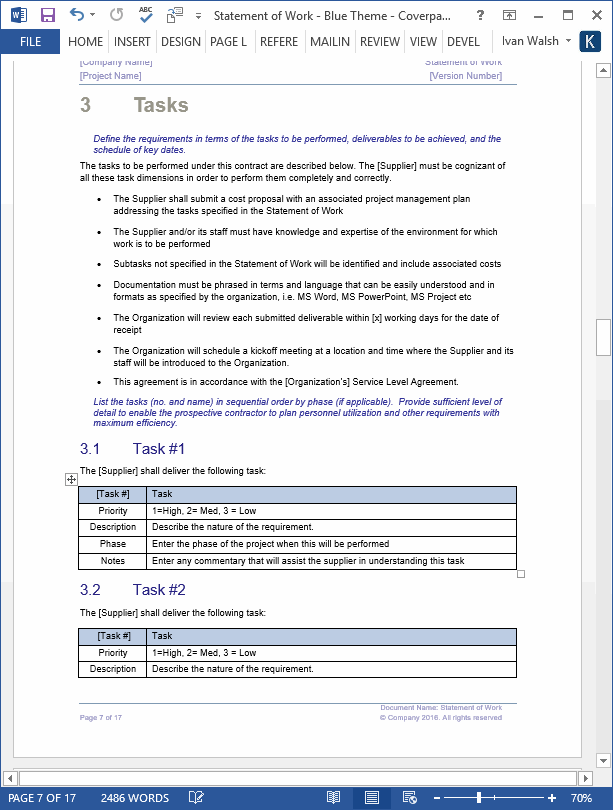 Detail Scope Of Work Template Word Nomer 37