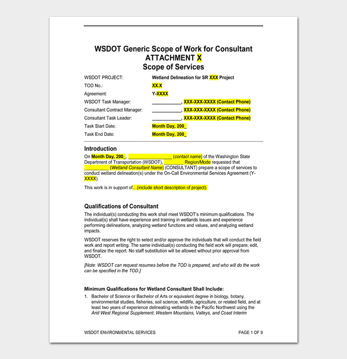 Detail Scope Of Work Template Word Nomer 40