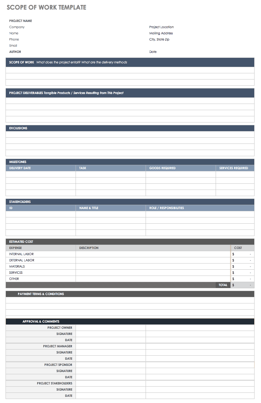 Detail Scope Of Work Template Word Nomer 43