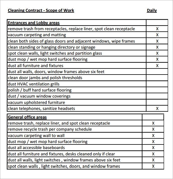 Detail Scope Of Work Template Word Nomer 47