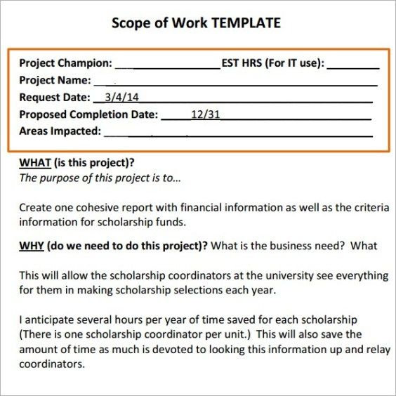 Detail Scope Of Work Template Word Nomer 55