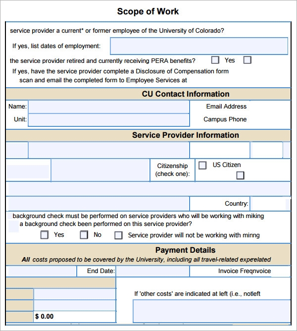 Detail Scope Of Work Template Word Nomer 56