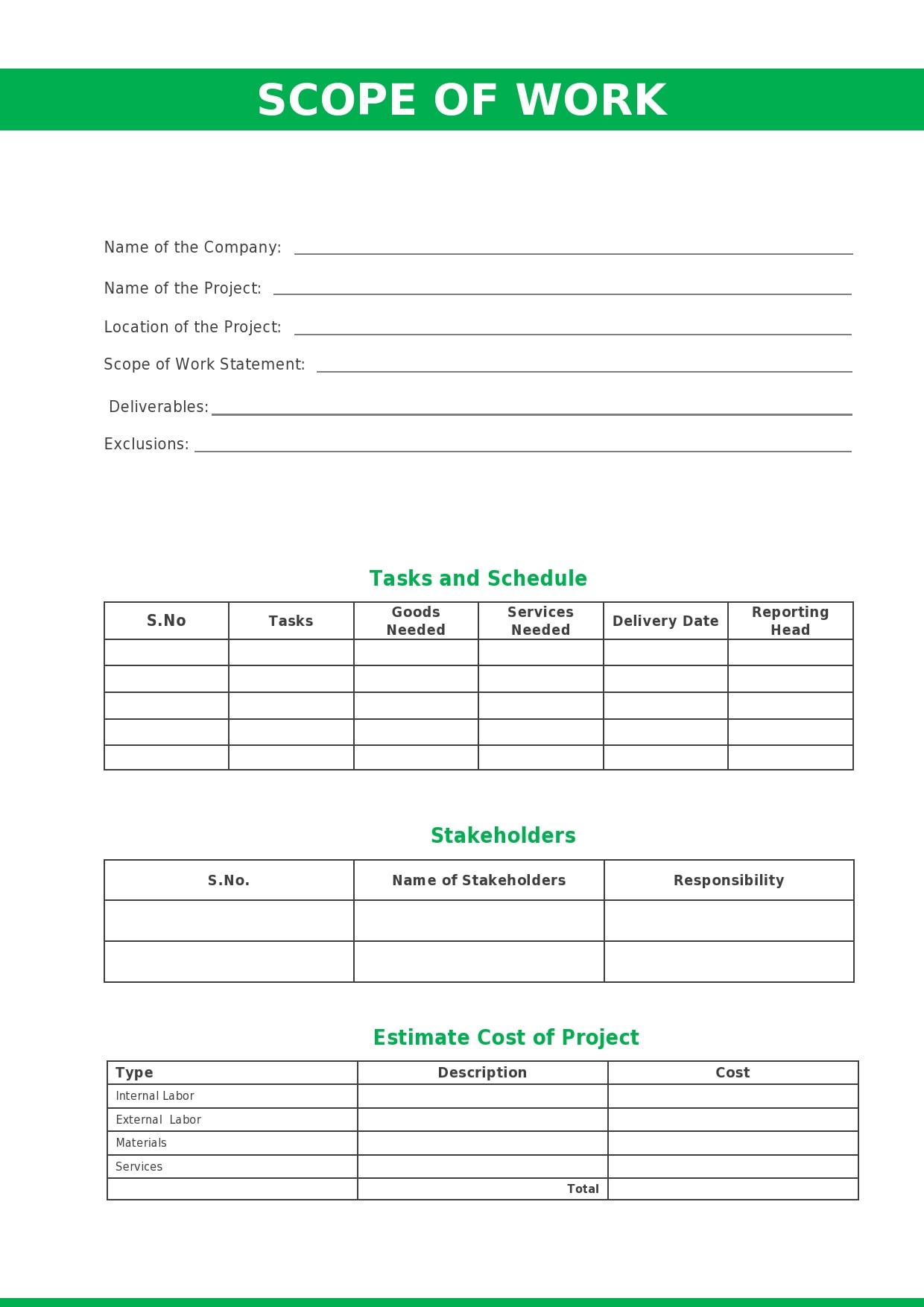 Detail Scope Of Work Template Word Nomer 8