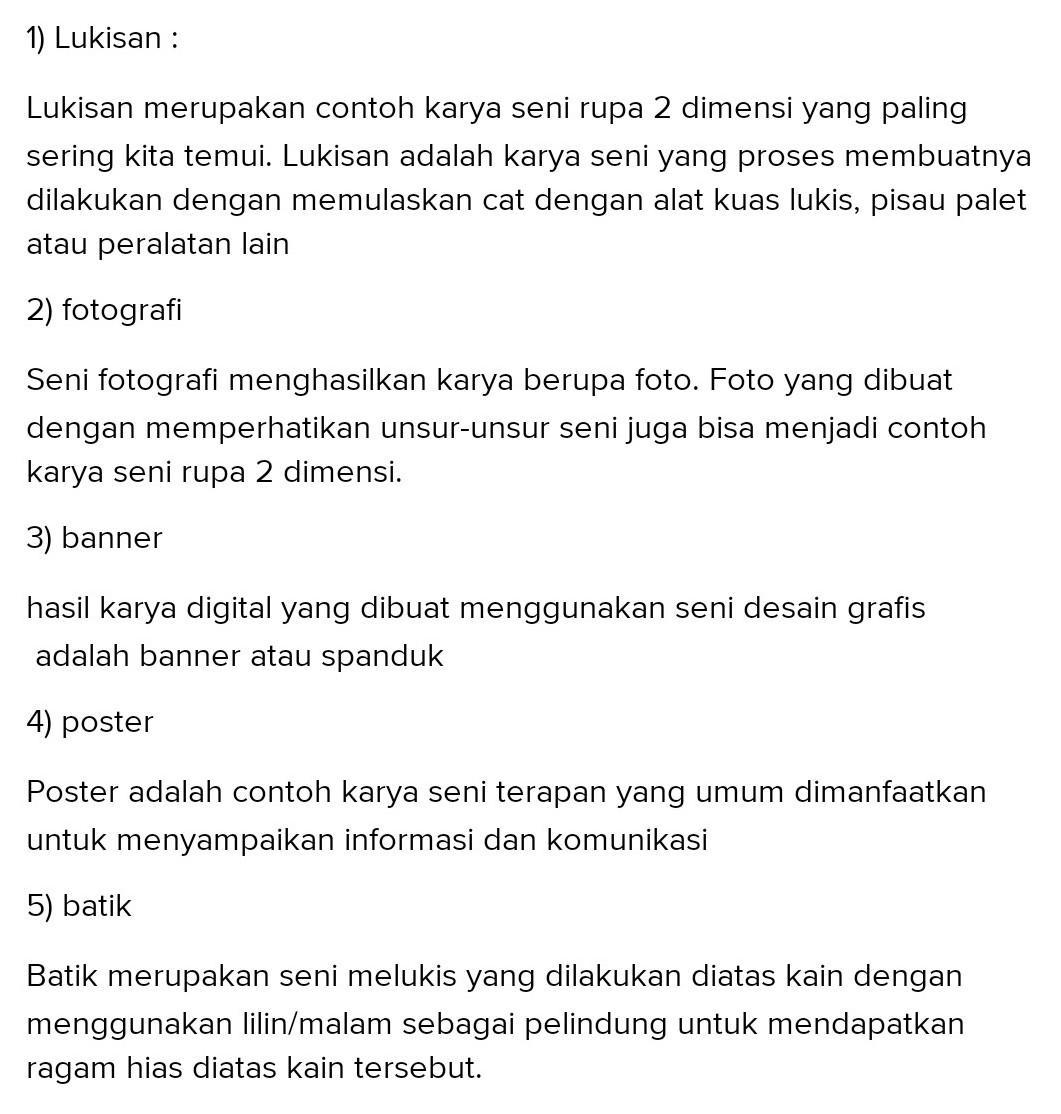 Sebutkan Contoh Karya Seni Rupa Dua Dimensi - KibrisPDR