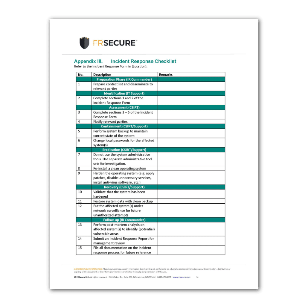 Security Incident Response Plan Template - KibrisPDR