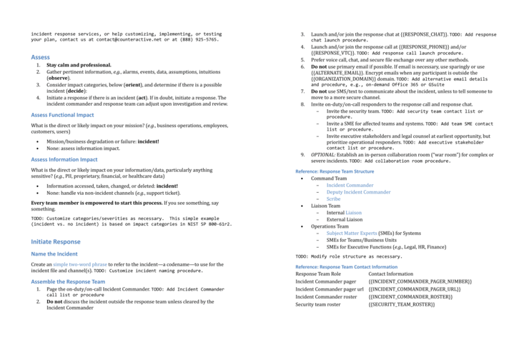 Detail Security Incident Response Plan Template Nomer 30
