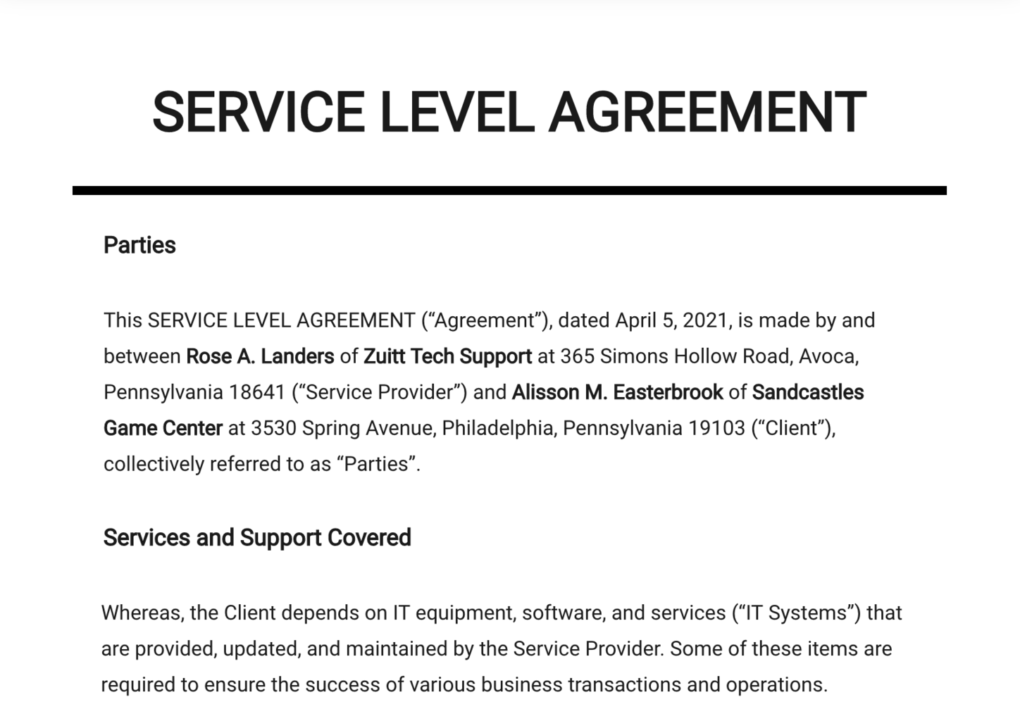 Detail Security Service Level Agreement Template Nomer 14