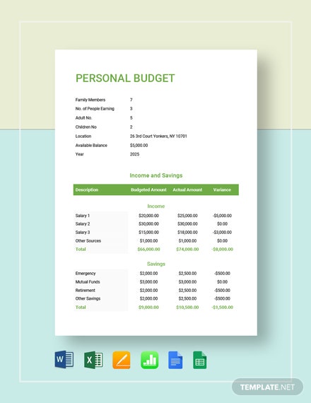 Detail Self Budget Template Nomer 11