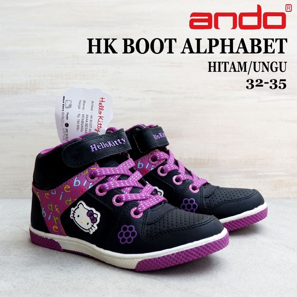 Detail Sepatu Sekolah Hello Kitty Warna Hitam Nomer 40