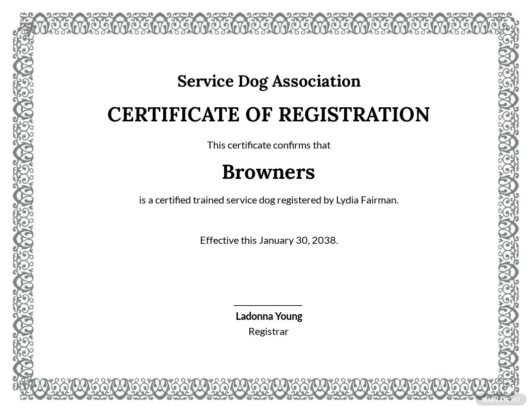 Detail Service Dog Training Certificate Template Nomer 11