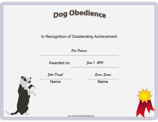 Detail Service Dog Training Certificate Template Nomer 18