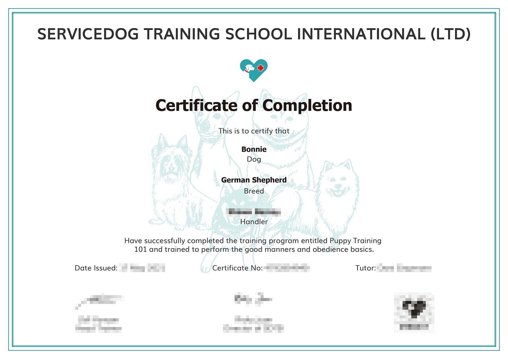 Detail Service Dog Training Certificate Template Nomer 49