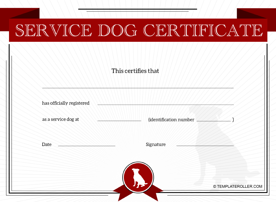 Detail Service Dog Training Certificate Template Nomer 10