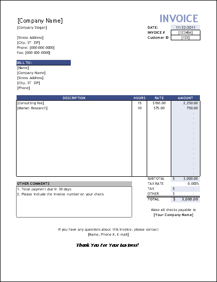 Detail Service Invoice Template Word Download Free Nomer 7