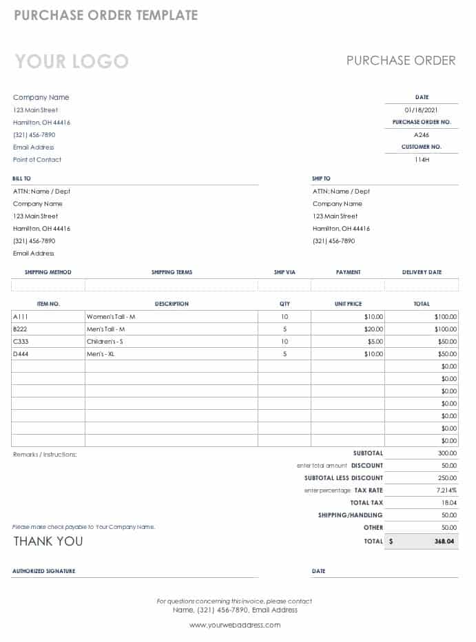 Service Purchase Order Template - KibrisPDR