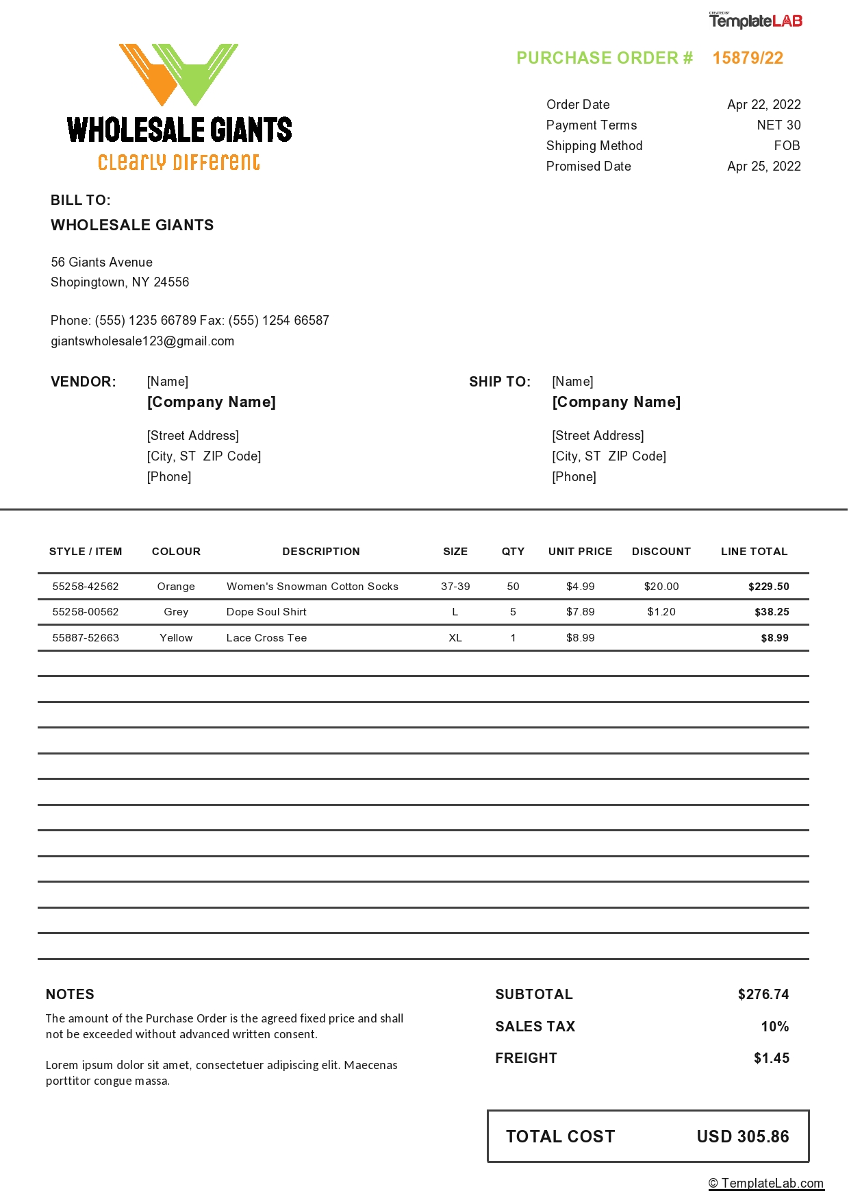 Detail Service Purchase Order Template Nomer 11