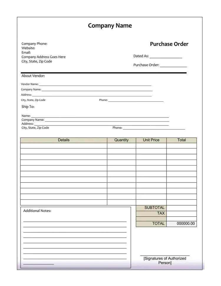 Detail Service Purchase Order Template Nomer 24