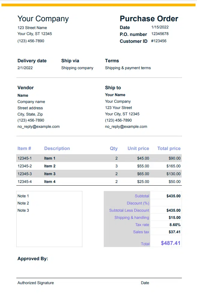 Detail Service Purchase Order Template Nomer 36