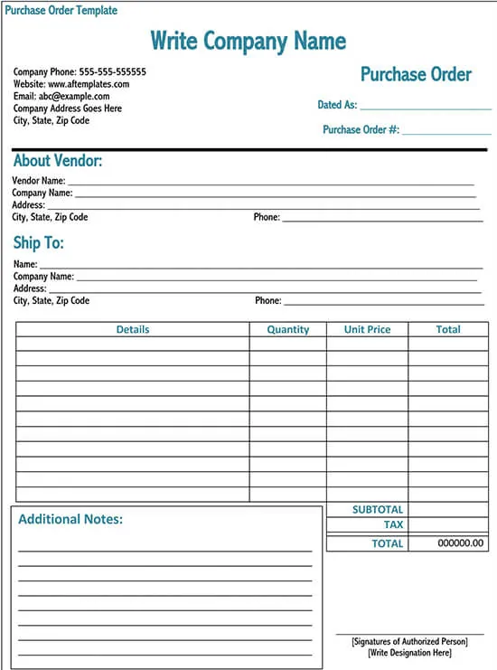 Detail Service Purchase Order Template Nomer 46