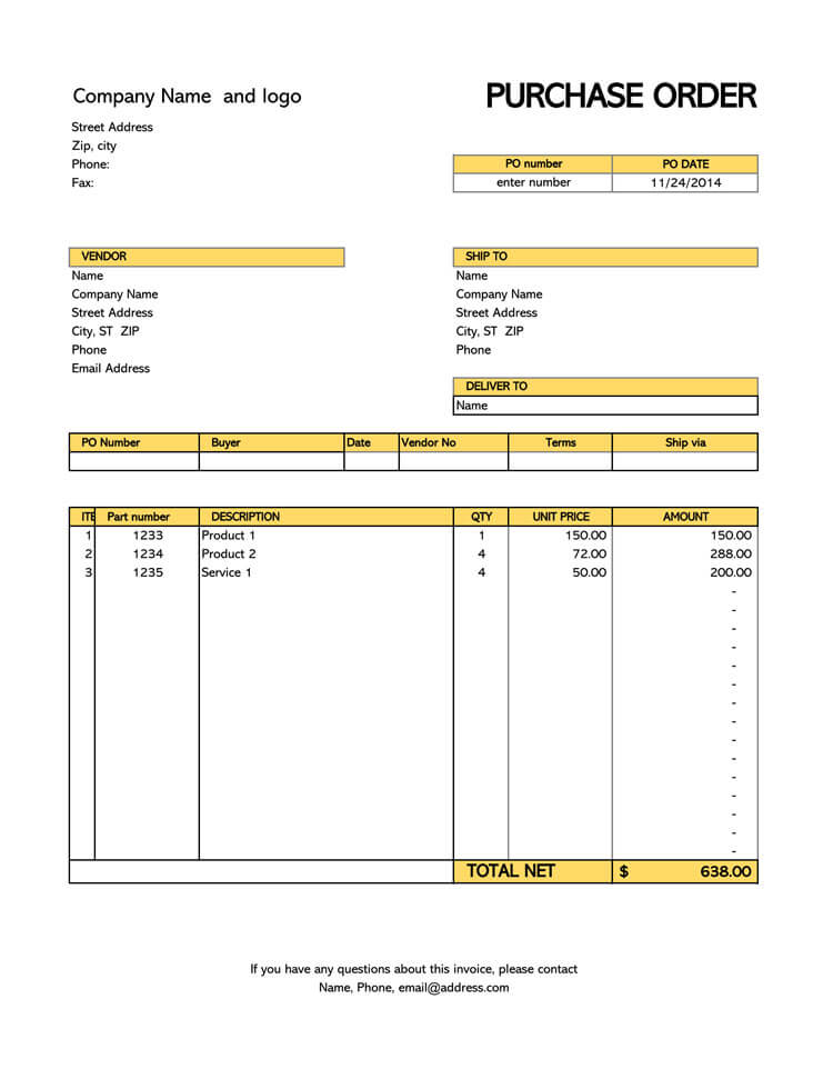 Detail Service Purchase Order Template Nomer 52