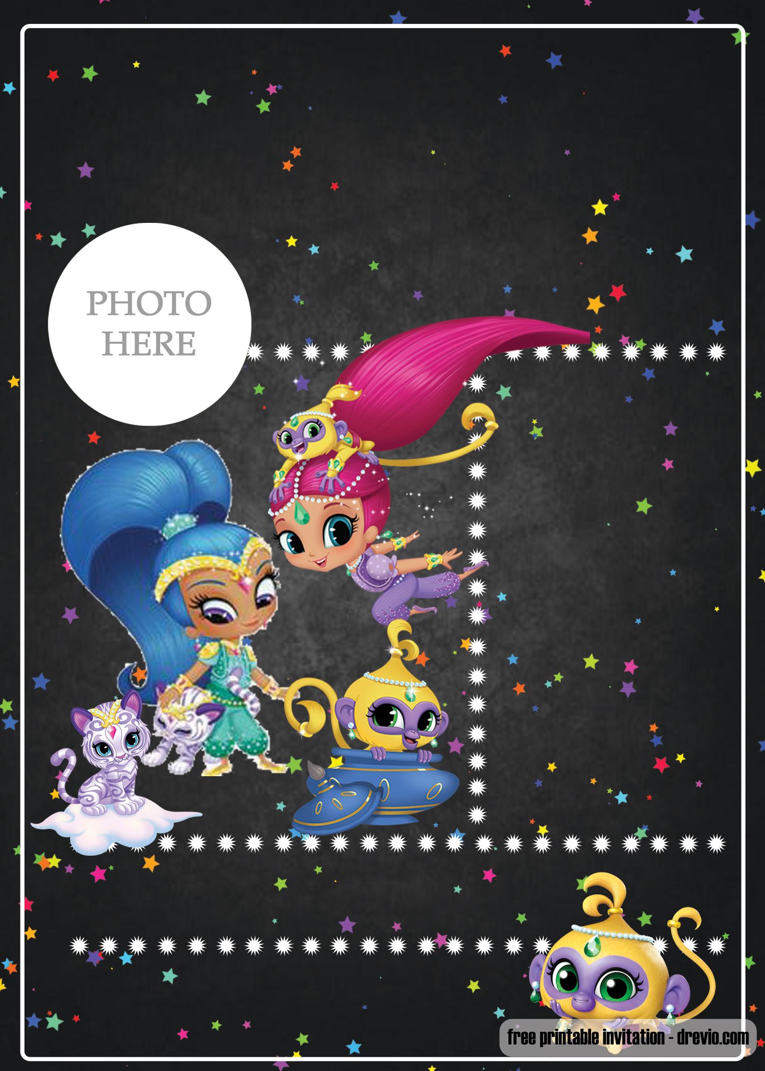 Detail Shimmer And Shine Birthday Card Template Nomer 13